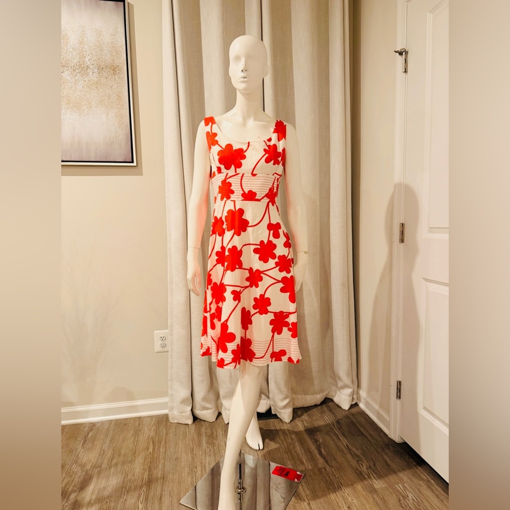 Maggy London Floral Red and White Dress